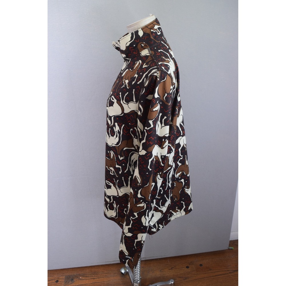 Kerrits Horse Print 1/4 Zip Shirt Large Brown Multi Equestrian Women Long Sleeve - Picture 2 of 5